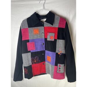 KORET Embroidery Patchwork Suede Vintage 80’s Color black Jacket Womens Size M